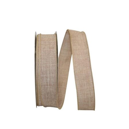 RELIANT RIBBON Reliant Ribbon 92573W-750-09K 1.5 in. Everyday Linen Value Wired Edge Ribbon; Natural - 50 Yards 92573W-750-09K